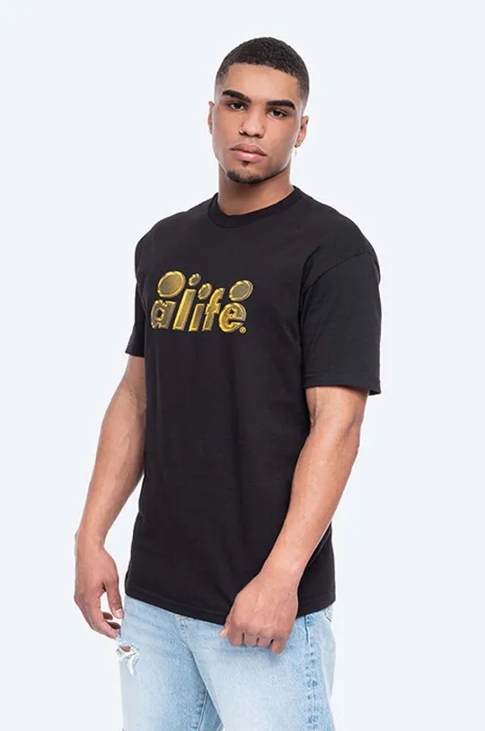 czarny Alife t-shirt bawełniany Tone Bubble Graphic Męski