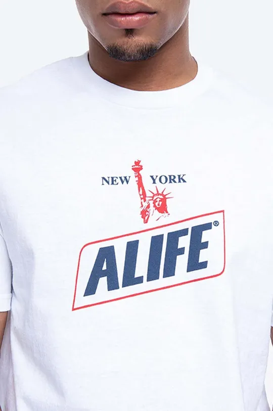biały Alife t-shirt bawełniany NY Hunger