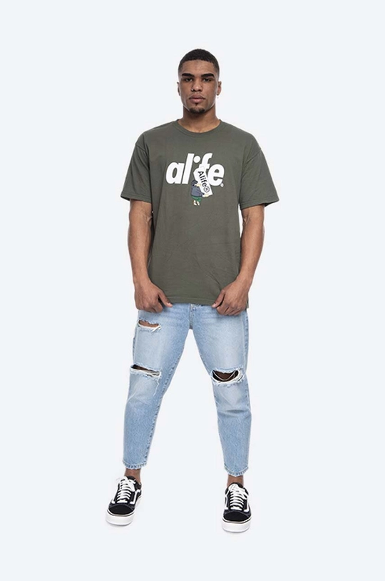 Alife t-shirt bawełniany Boostin zielony