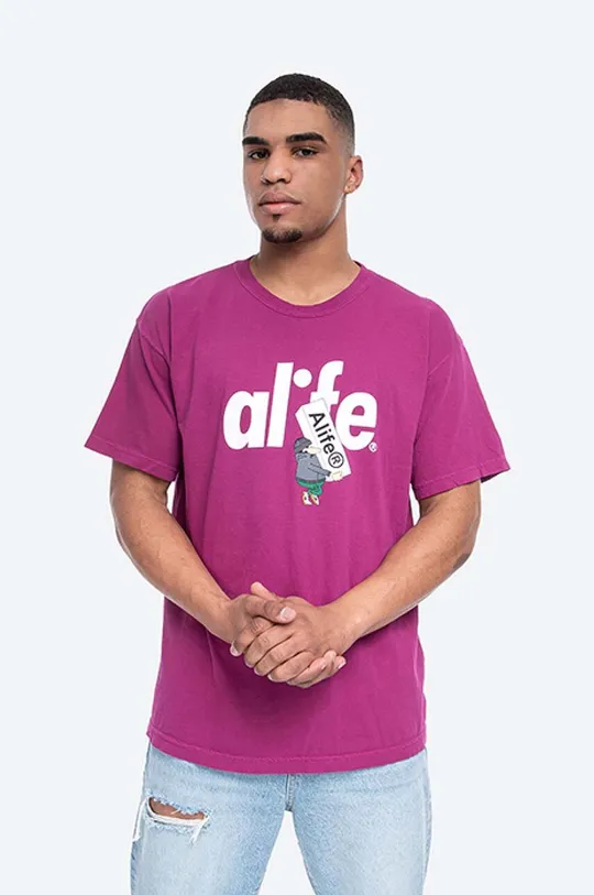 fioletowy Alife t-shirt bawełniany Boostin Męski
