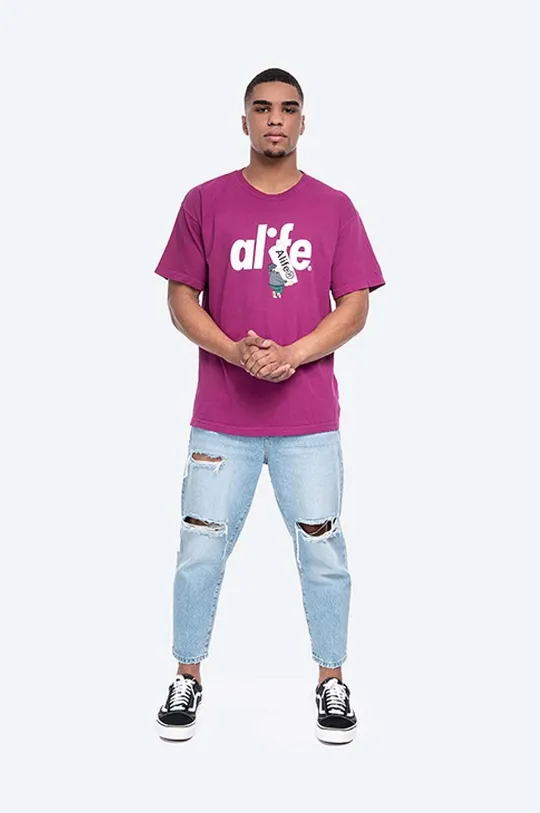 Alife t-shirt bawełniany Boostin fioletowy