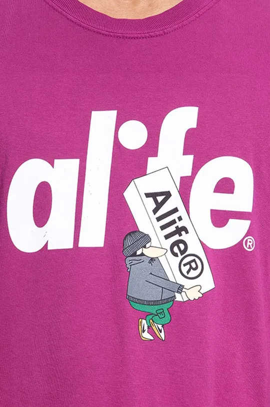 fialová Bavlněné tričko Alife Alife Boostin