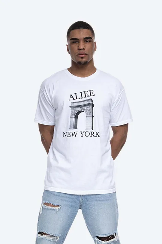 czarny Alife t-shirt bawełniany Washington Square Męski