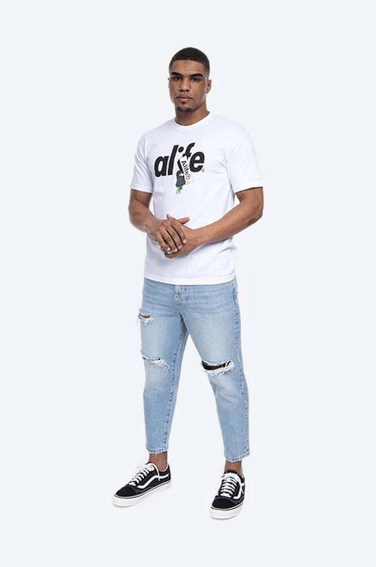 Alife t-shirt bawełniany Boostin biały