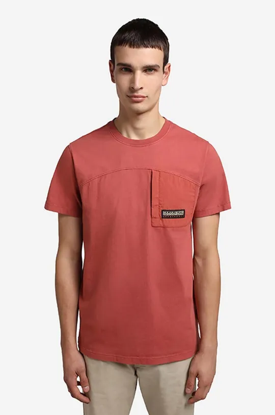 czerwony Napapijri t-shirt bawełniany Męski