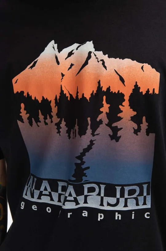 černá Bavlněné tričko Napapijri