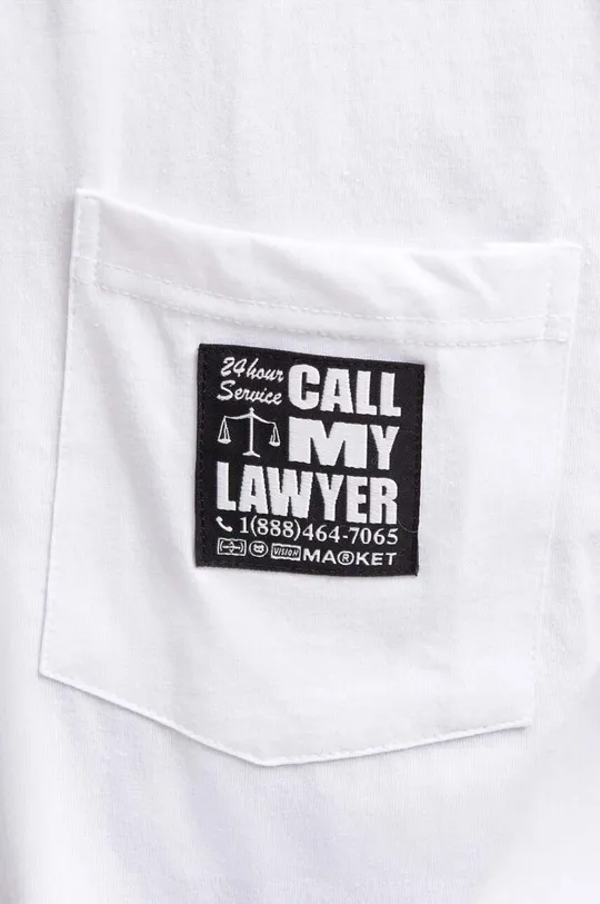 bijela Pamučna majica Market 24 HR Lawyer Service Pocket Tee