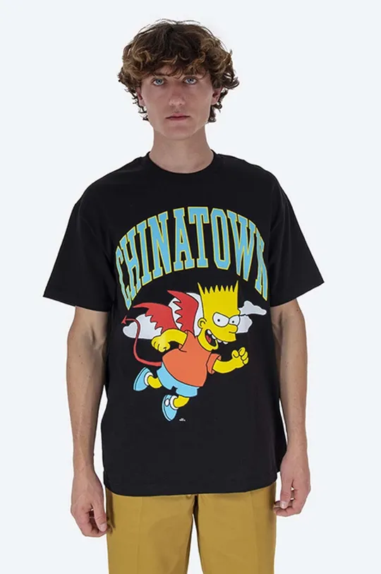 μαύρο Βαμβακερό μπλουζάκι Market Chinatown Market x The Simpsons Devil Arc T-shirt Ανδρικά