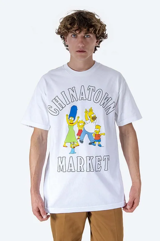 biela Bavlnené tričko Market Chinatown Market x The Simpsons Family OG Tee Pánsky