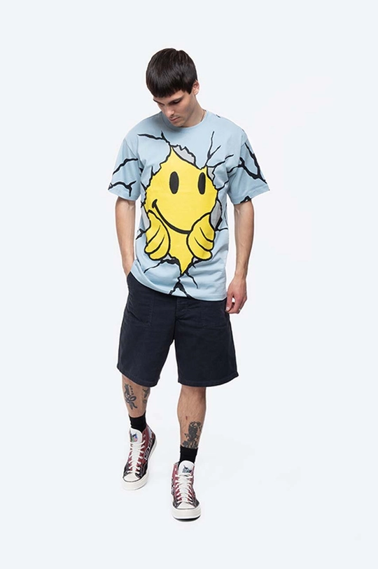 Market t-shirt bawełniany Chinatown Market Smiley Dry Wall Breaker Tee niebieski