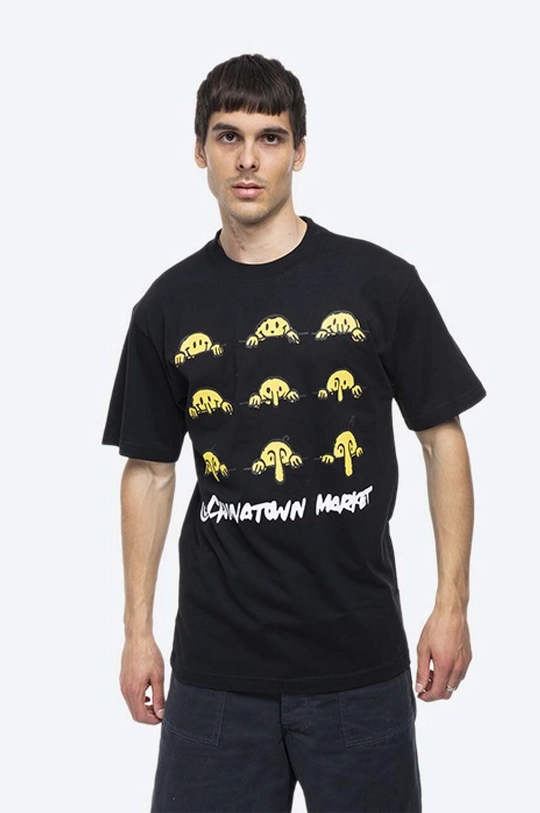 black Market cotton T-shirt Chinatown Market Smiley Wuz Here Tee Men’s