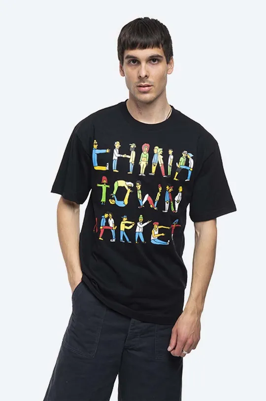 μαύρο Βαμβακερό μπλουζάκι Market Chinatown Market City Aerobics Tee Ανδρικά