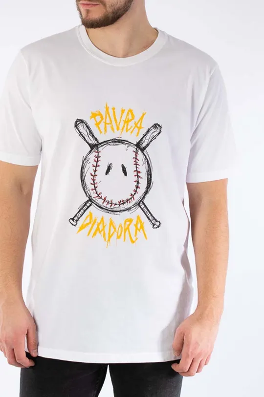bílá Bavlněné tričko Diadora x Paura Logo Pánský