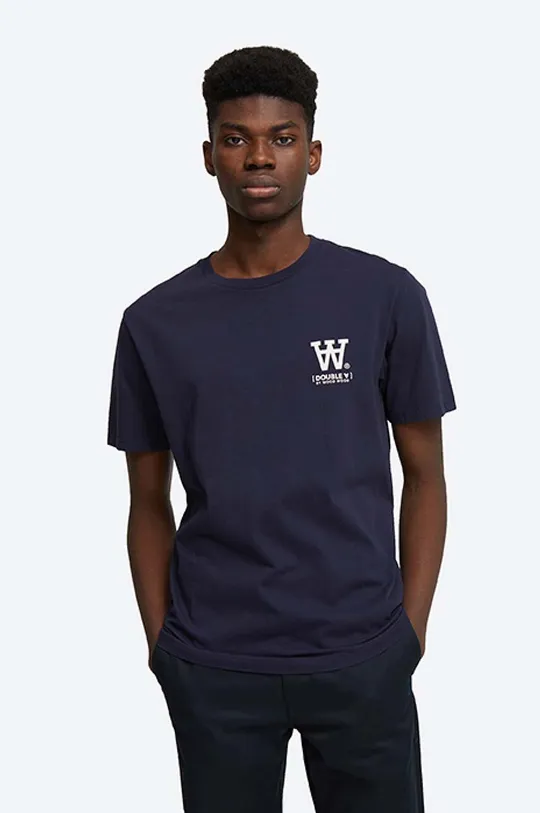 тёмно-синий Хлопковая футболка Wood Wood Ace T-shirt Мужской