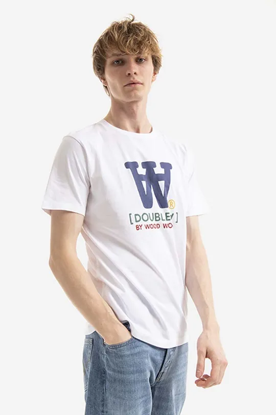 bílá Bavlněné tričko Wood Wood Ace Typo T-shirt Pánský