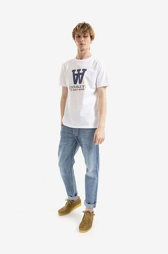 Bavlněné tričko Wood Wood Ace Typo T-shirt bílá