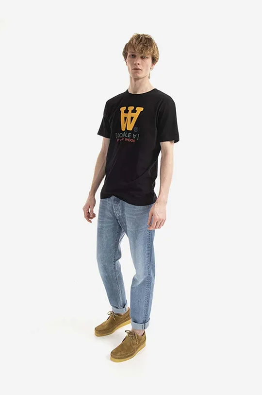 Bombažna kratka majica Wood Wood Ace Typo T-shirt črna