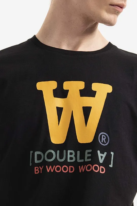 черен Памучна тениска Wood Wood Ace Typo T-shirt