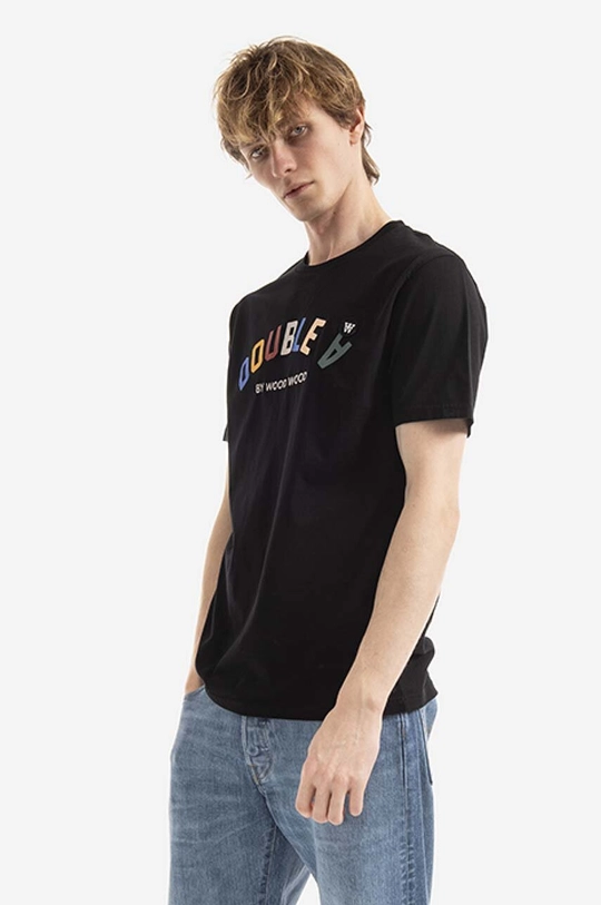 čierna Bavlnené tričko Wood Wood Ace Arch T-shirt Pánsky