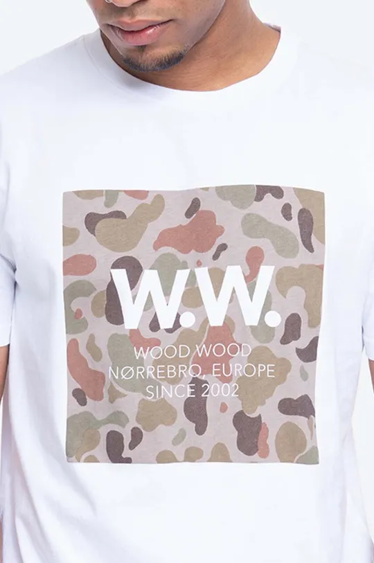 biały Wood Wood t-shirt bawełniany WW Square