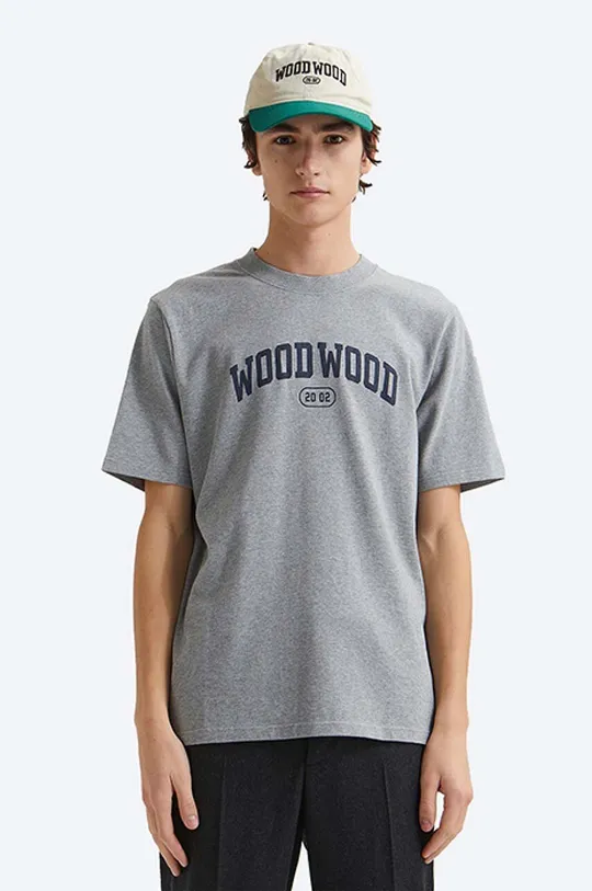 γκρί Βαμβακερό μπλουζάκι Wood Wood Bobby IVY T-shirt Ανδρικά