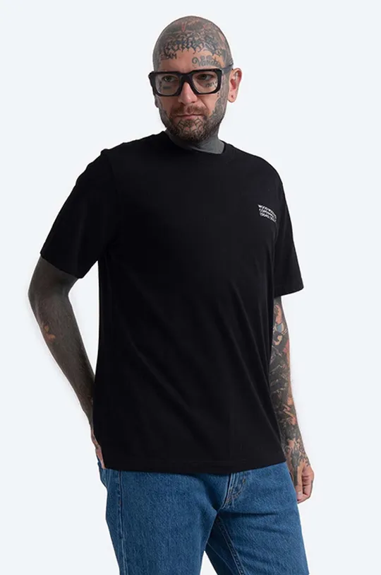 μαύρο Βαμβακερό μπλουζάκι Wood Wood Sami Info T-shirt Ανδρικά