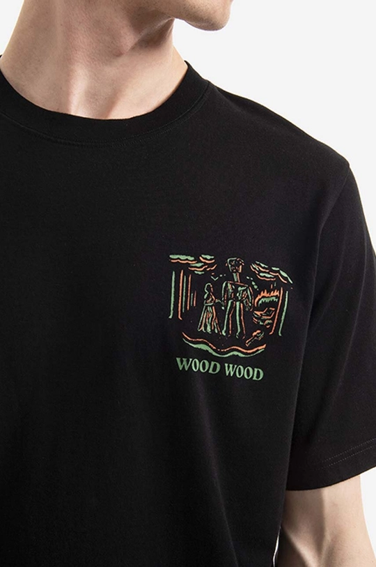 черен Памучна тениска Wood Wood Bobby JC Robot T-shirt