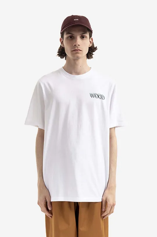 белый Хлопковая футболка Wood Wood Sami Graphic Logo T-shirt Мужской