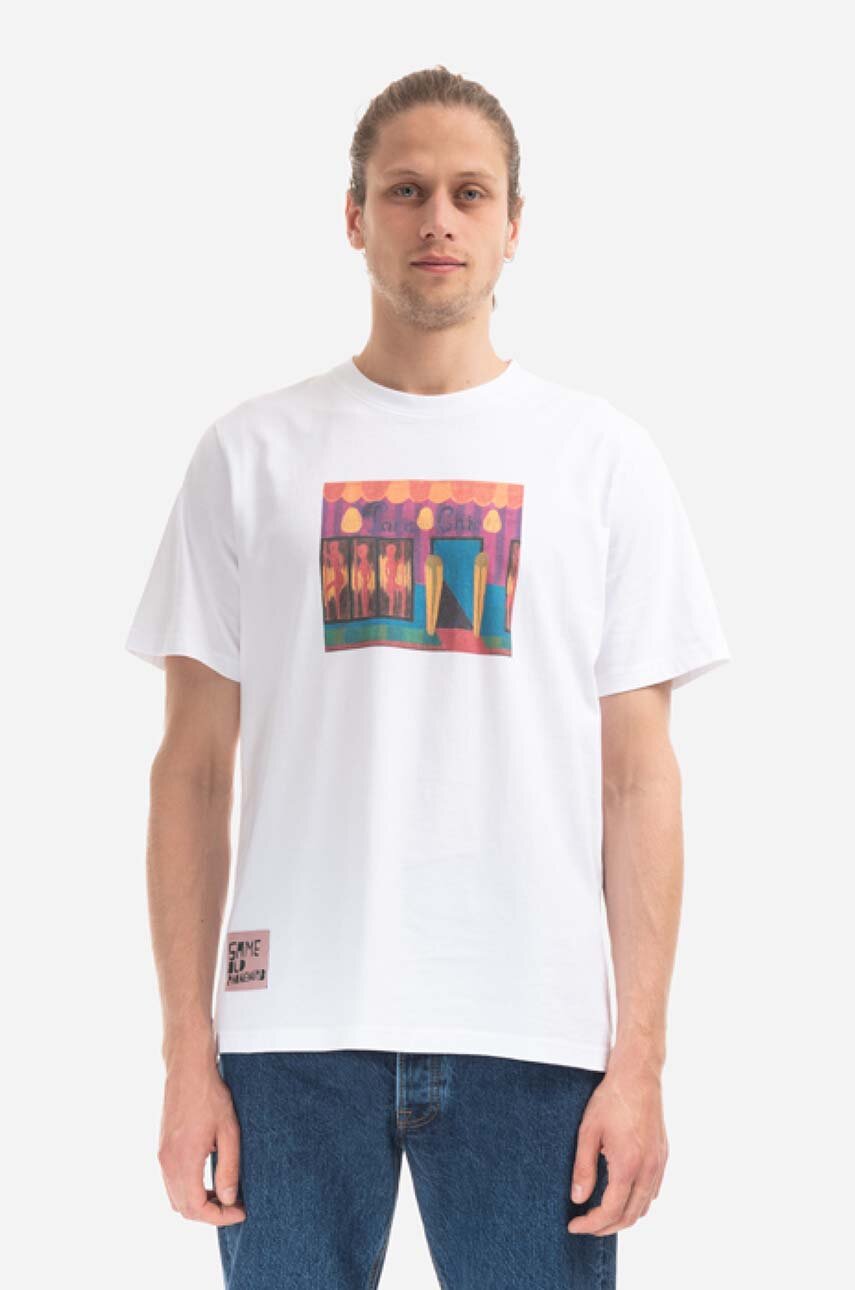 biela Bavlnené tričko Wood Wood Bobby Paris Chic Painting T-shirt 12235709-2491 WHITE Pánsky