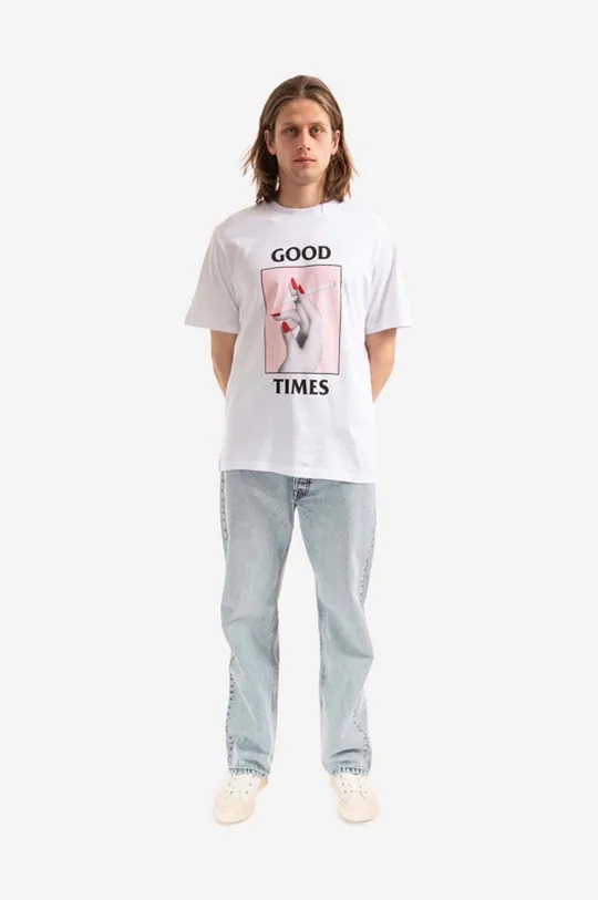 Bavlněné tričko Wood Wood Bobby Good Times bílá
