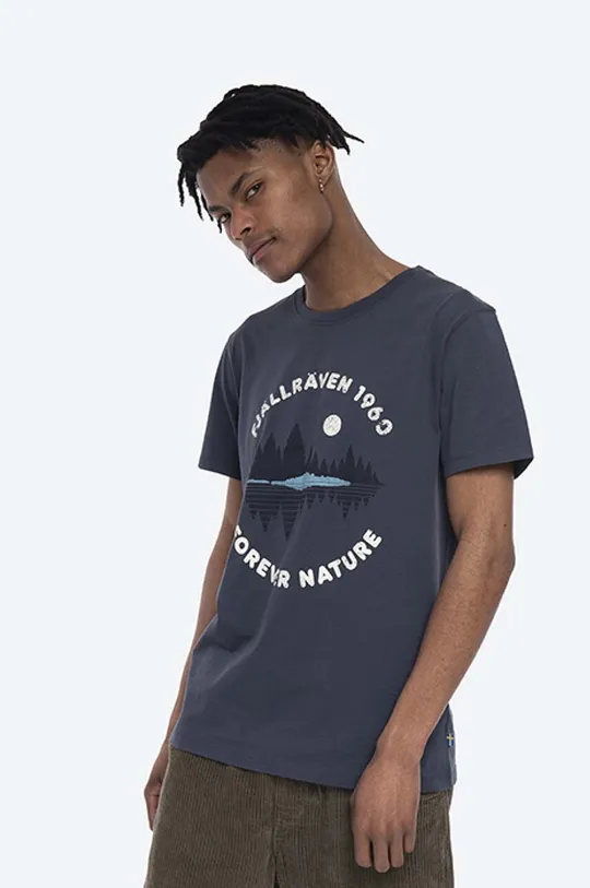 námořnická modř Bavlněné tričko Fjallraven Forest Mirror Pánský