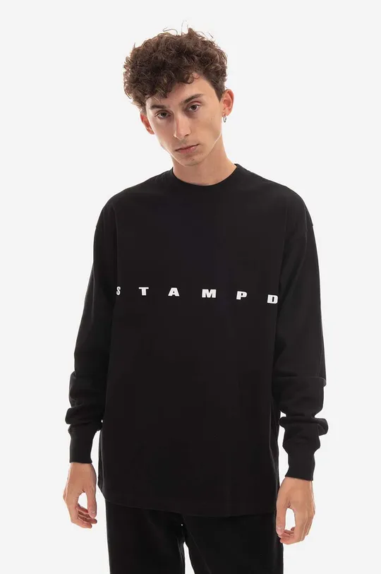 černá Bavlněné tričko s dlouhým rukávem STAMPD Pánský