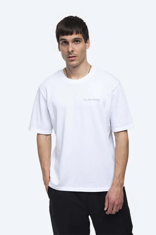 biały Filling Pieces t-shirt bawełniany Essential Core Logo Tee Męski