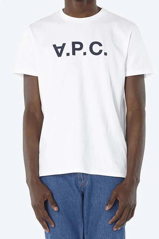 alb A.P.C. tricou din bumbac Vpc Blanc