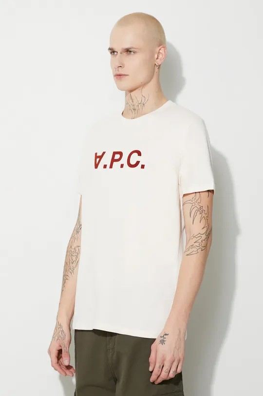béžová Bavlněné tričko A.P.C. Vpc Kolor