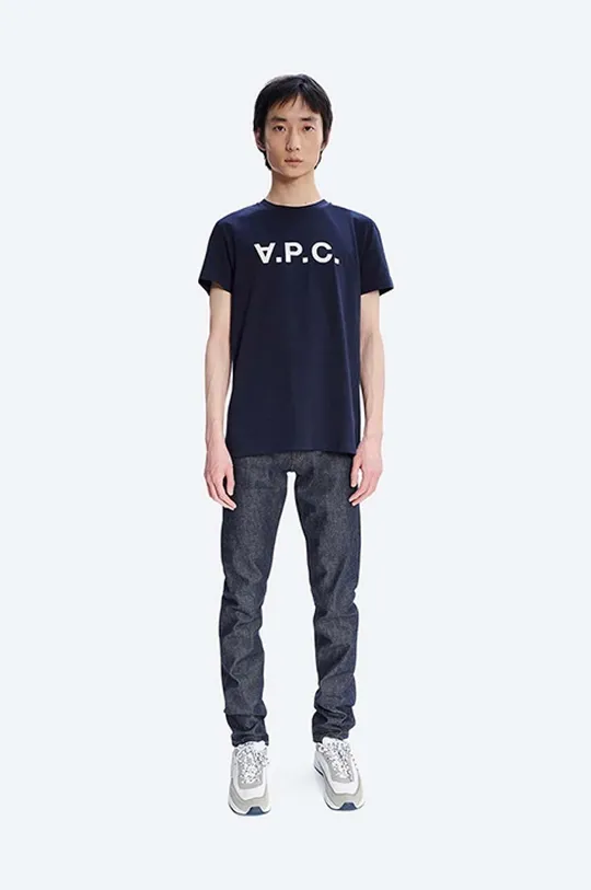 Βαμβακερό μπλουζάκι A.P.C. Vpc Kolor σκούρο μπλε