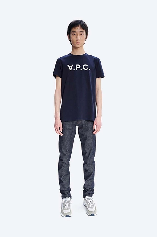 A.P.C. tricou din bumbac Vpc Kolor bleumarin