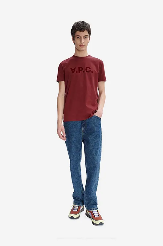 Βαμβακερό μπλουζάκι A.P.C. Vpc Kolor μπορντό