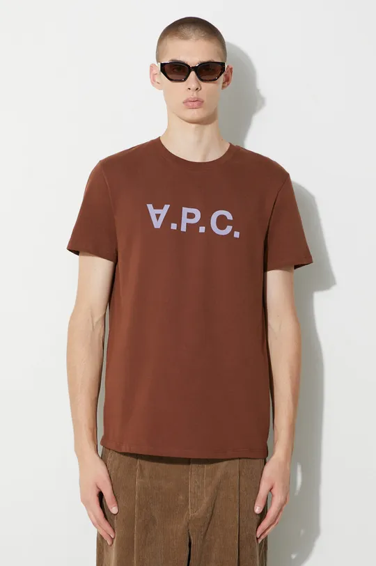 brązowy A.P.C. t-shirt bawełniany Vpc Kolor Męski