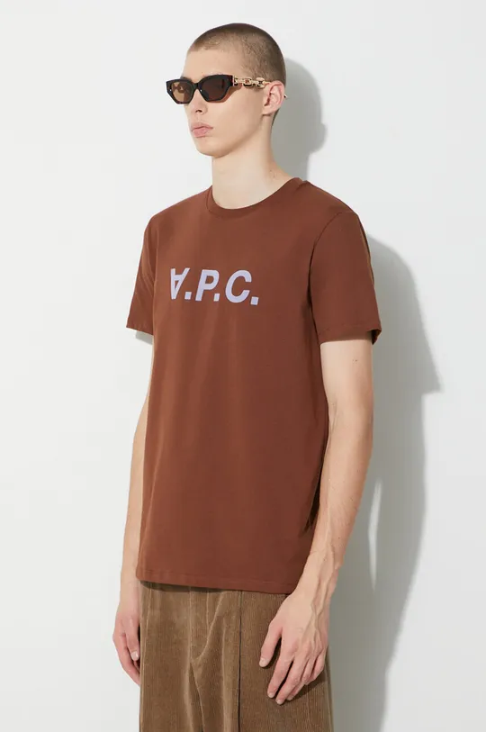 brązowy A.P.C. t-shirt bawełniany Vpc Kolor