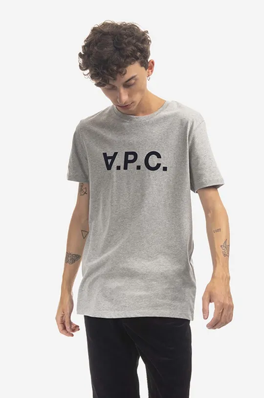 šedá Bavlněné tričko A.P.C. VPC Color Pánský