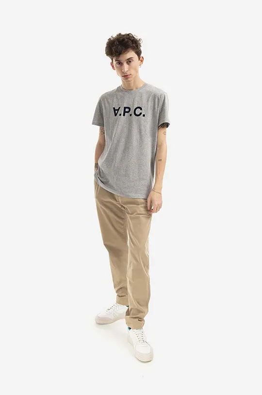 Хлопковая футболка A.P.C. серый