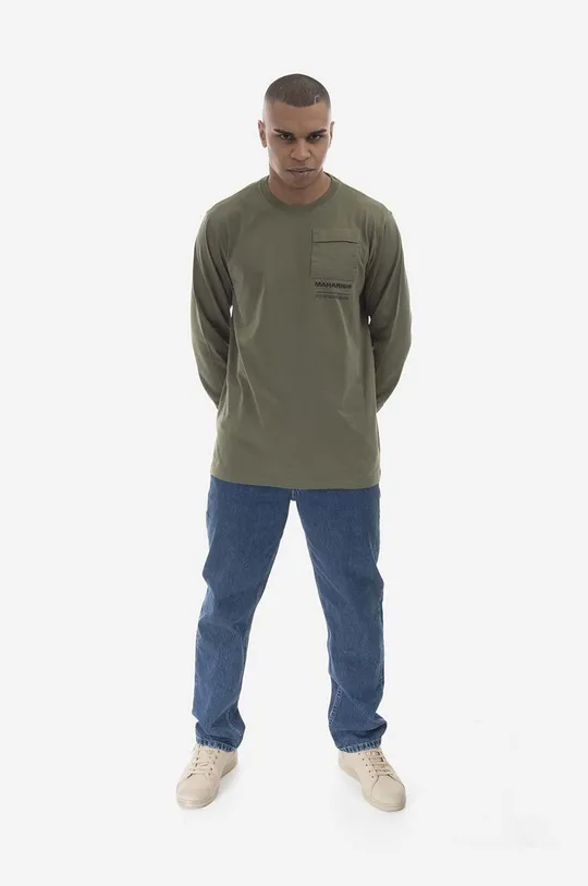 Памучна блуза с дълги ръкави Maharishi Miltype L/S T-shirt Organic Cotton Jerse 7022 OLIVE зелен