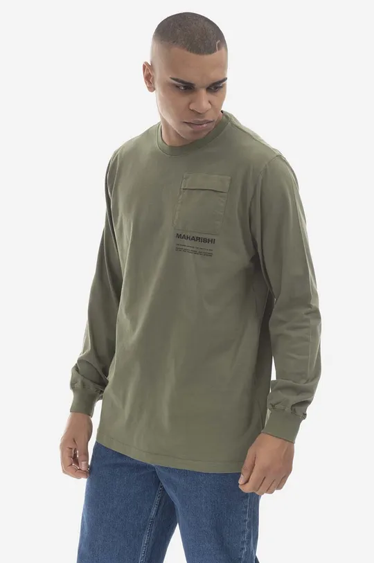 Памучна блуза с дълги ръкави Maharishi Miltype L/S T-shirt Organic Cotton Jerse 7022 OLIVE Чоловічий