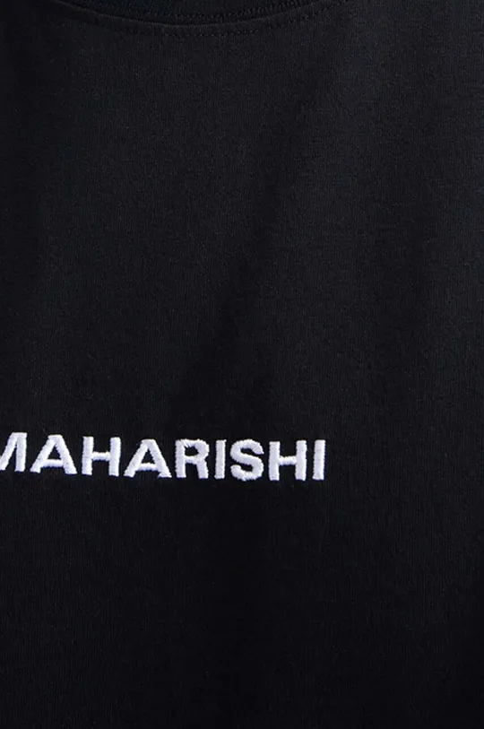 black Maharishi cotton longsleeve top Miltype Embroider T-shirt