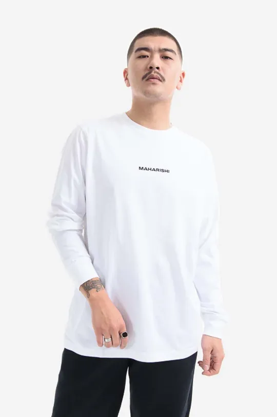 белый Хлопковый лонгслив Maharishi Miltype Embroidery Longsleeve T-shirt Мужской