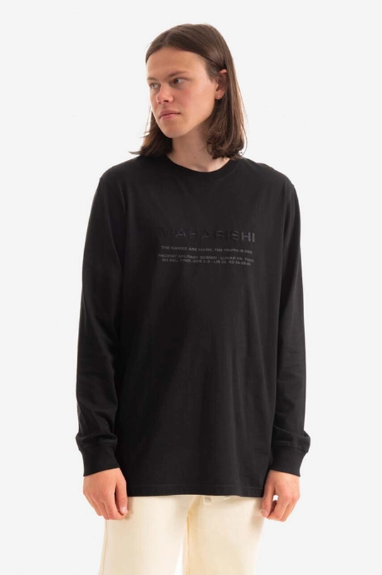 negru Maharishi longsleeve din bumbac De bărbați