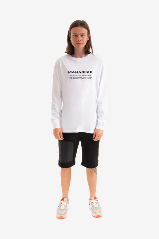 Maharishi cotton longsleeve top Miltype Embroidered L/S T-Shirt white