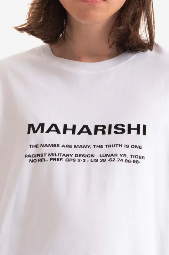 бял Памучна блуза с дълги ръкави Maharishi Miltype Embroidered L/S T-Shirt