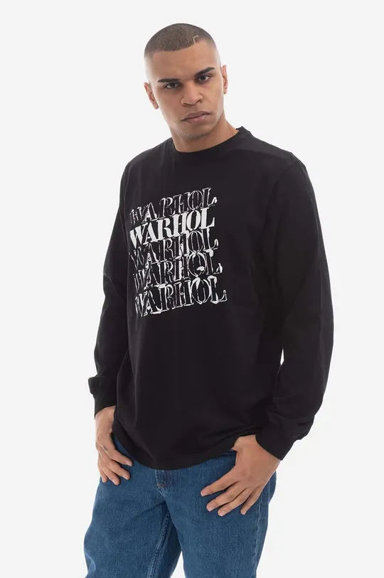 černá Bavlněné tričko s dlouhým rukávem Maharishi Andy Warhol Airborne L/S T-shirt 9923 BLACK Pánský